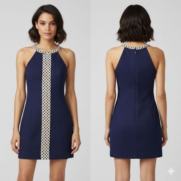 Lilly Pulitzer Dresses & Skirts - Lilly Pulitzer Sasha Shift Dress True Navy Blue Eyelet Lace  Size 00